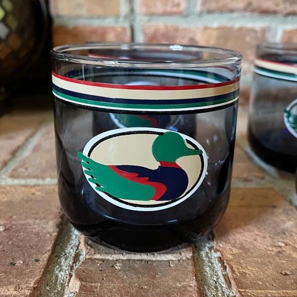 Vtg Anchor Hocking Blue Mallard Duck Tumblers Glasses Set of 4 - Picture 2 of 6